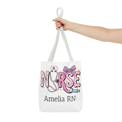 Preppy Nurse Tote Bag with Custom Name