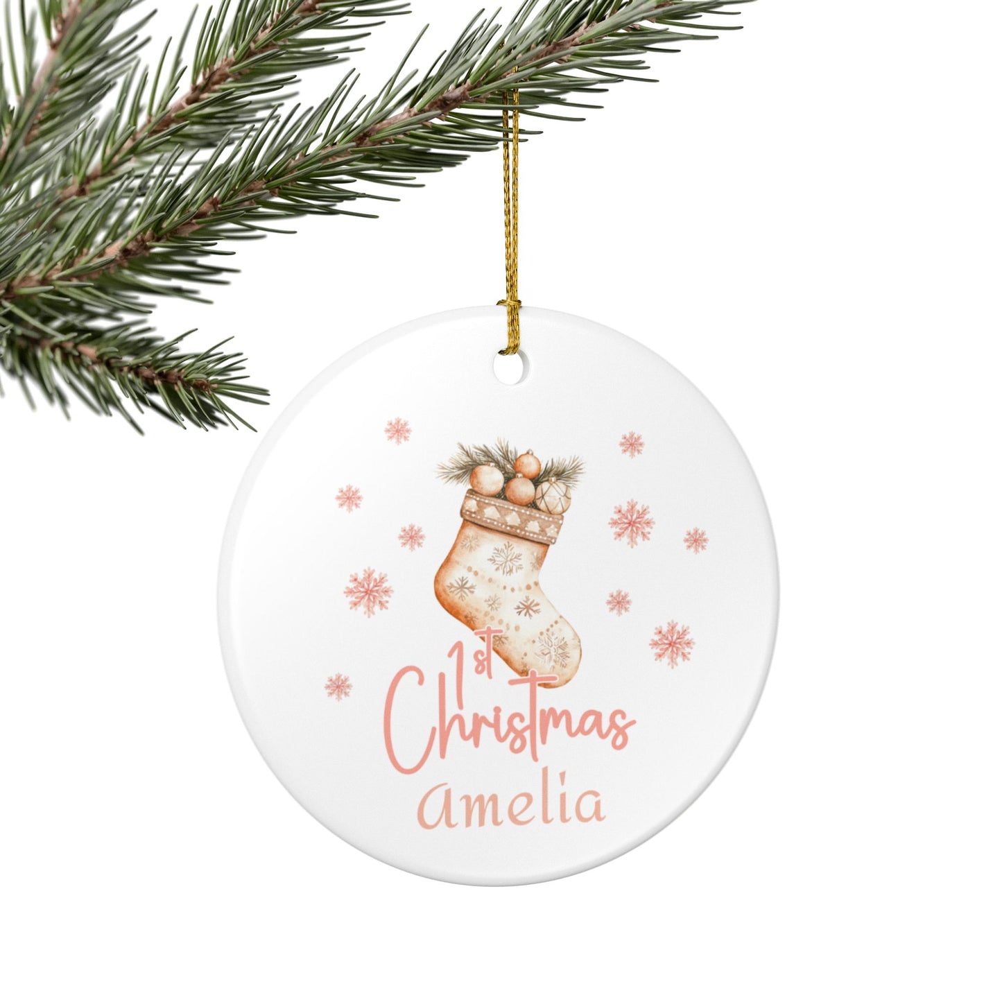 Personalized Christmas stocking Ornament, Baby 1st Christmas Decoration, Holiday Keepsake, Festive Home Decor, Gifts for New Parents