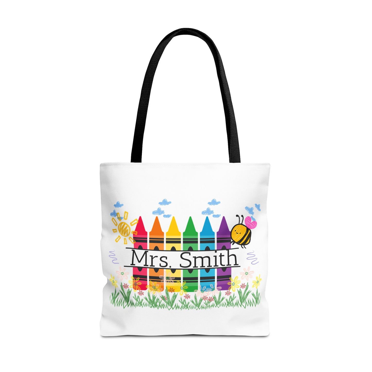 Personalized Crayon Tote Bag, Teacher Gift, Classroom Supplies, Eco-Friendly Bag, Custom Name Bag, Everyday Use