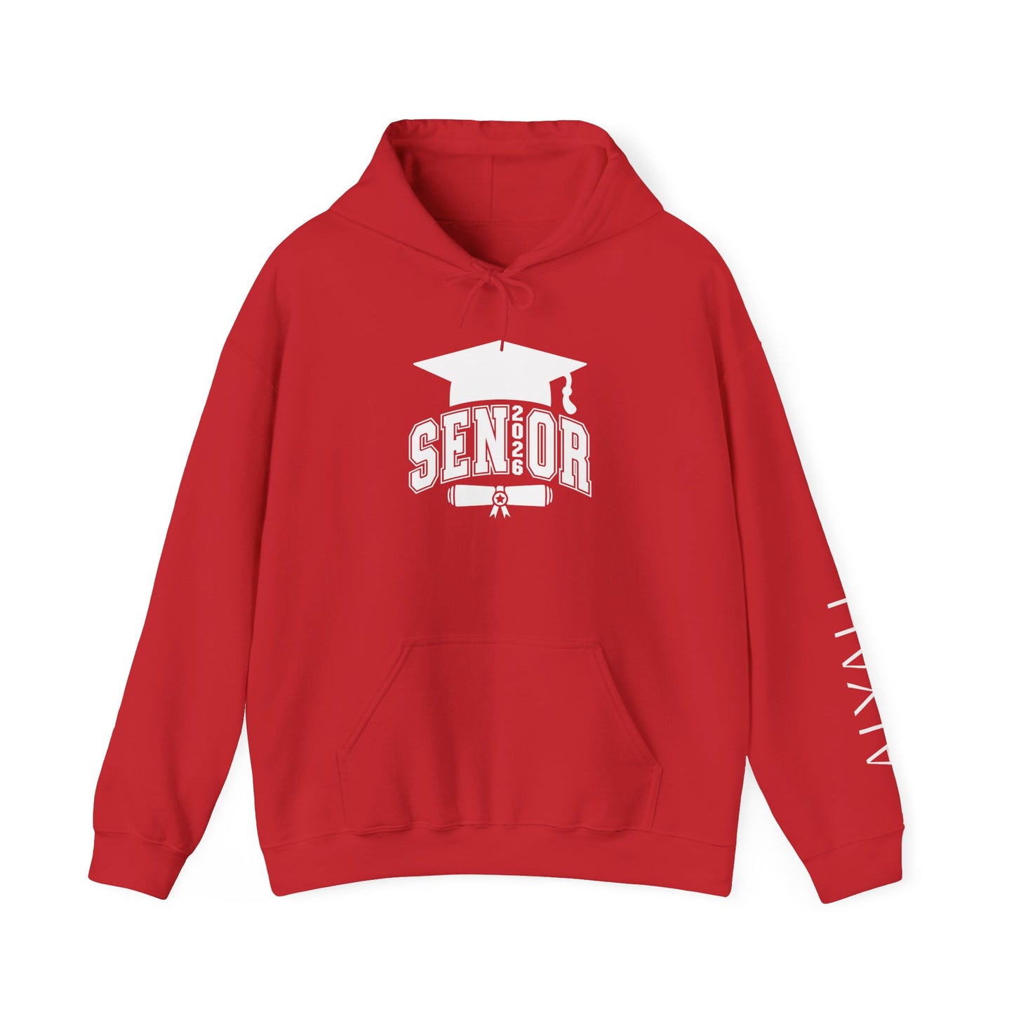 Graduate 2026 Minimal Classic Hoodie Sweatshirt with Custom Name on Sleeve – Personalized Graduation Gift Hoodie for Him or Her