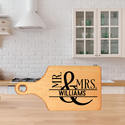 Personalized Wooden Cutting Board for Newlyweds, Kitchen Decor, Wedding Gift Idea, Engraved Serving Platter, Unique Kitchen Accessory