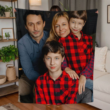 Custom Photo Jersey Fleece Blanket 50” x 60” – Personalized Picture Blanket, Upload Your Image, Soft Cozy Throw Gift for Mom, Dad, Couples, Kids, Memorial & Special Occasions