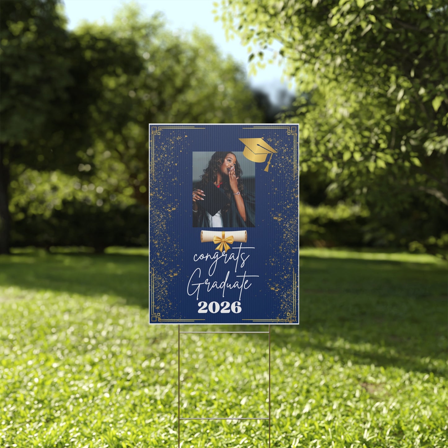 Personalized Graduation Yard Sign 2026 with Photo – Custom Congrats Graduate Plastic Yard Sign for High School or College Graduation Party Decor