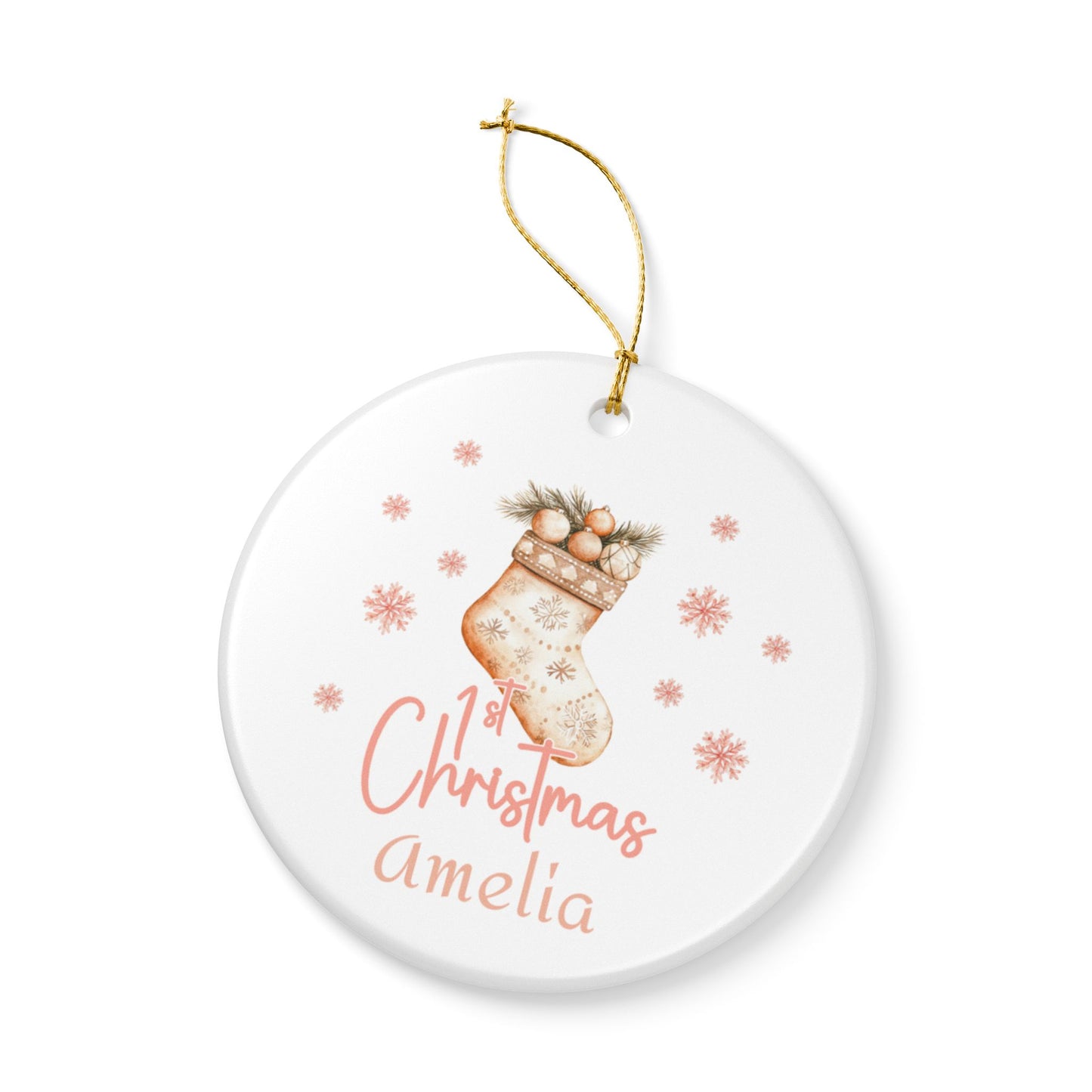 Personalized Christmas stocking Ornament, Baby 1st Christmas Decoration, Holiday Keepsake, Festive Home Decor, Gifts for New Parents