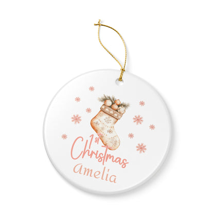 Personalized Christmas stocking Ornament, Baby 1st Christmas Decoration, Holiday Keepsake, Festive Home Decor, Gifts for New Parents