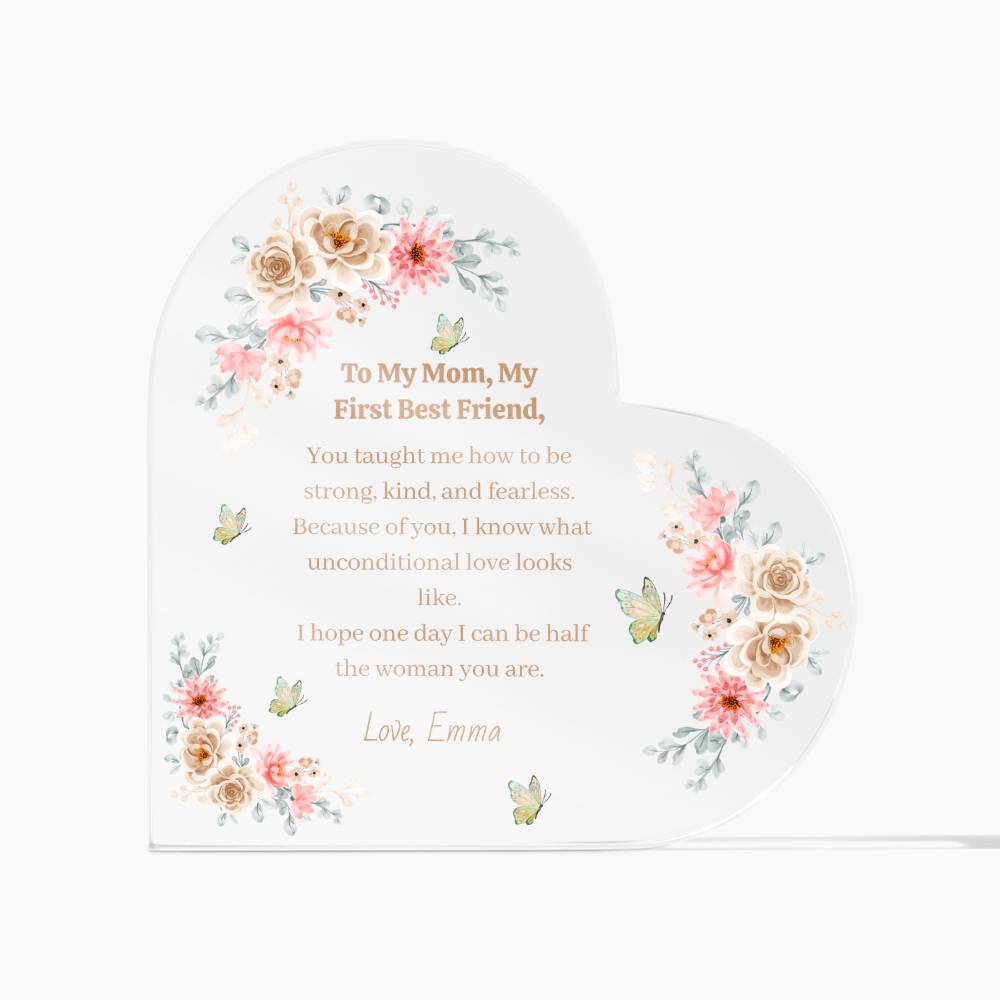 Daughter to Mom Acrylic Heart Block – Meaningful Gift for Mom, Mother’s Day or Birthday