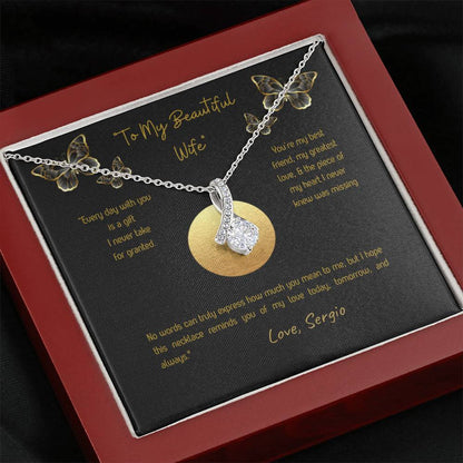 Alluring Beauty Necklace for Wife – Romantic Wife Gift in Yellow or White Gold Anniversary, Birthday, Valentine's Jewelry