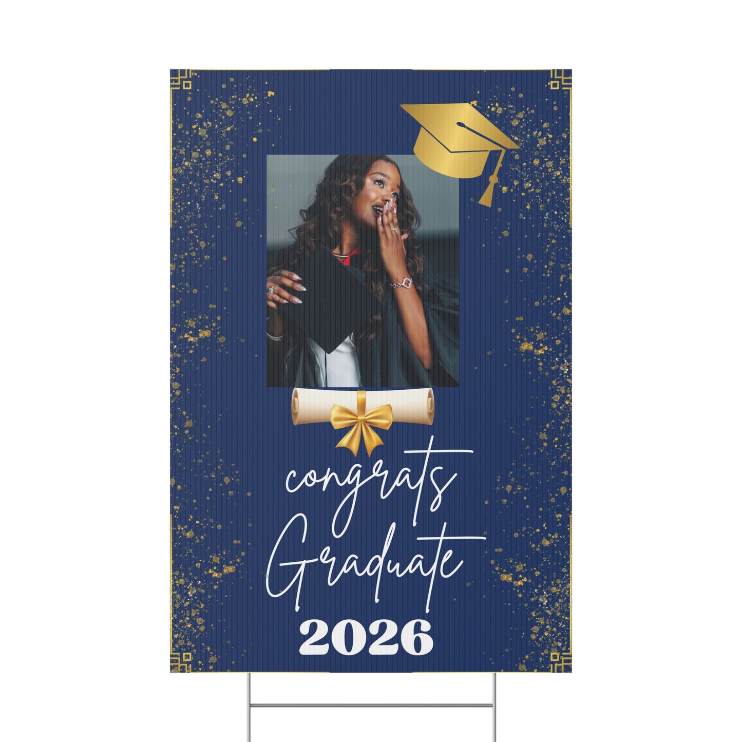 Personalized Graduation Yard Sign 2026 with Photo – Custom Congrats Graduate Plastic Yard Sign for High School or College Graduation Party Decor