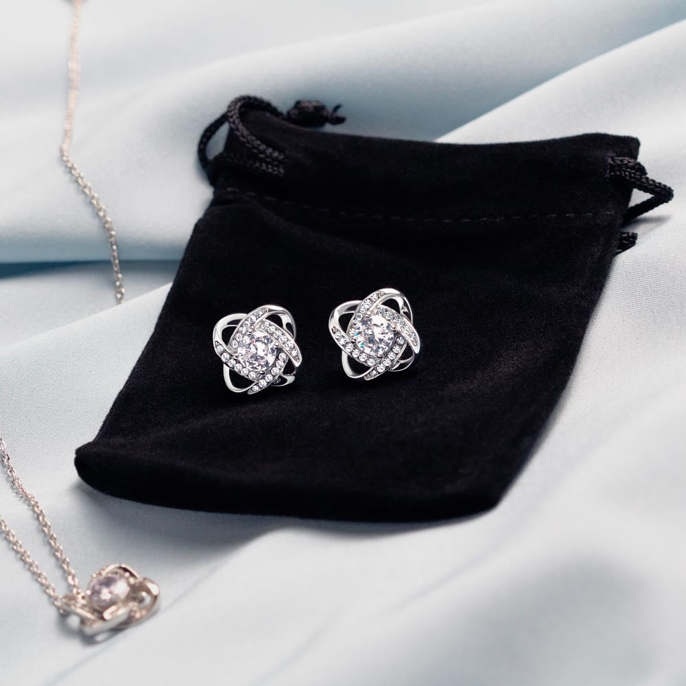 Love Knot Earring & Necklace Set-50th Birthday Custom Jewelry Box for Her