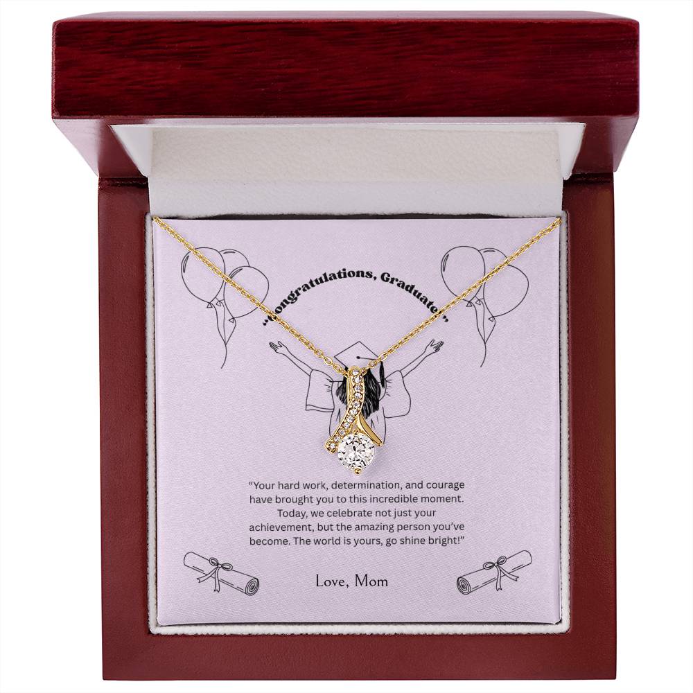 Alluring Beauty Necklace for Graduation – Inspirational Graduation Gift Necklace with Message Card for Daughter, Granddaughter, Sister or Best Friend