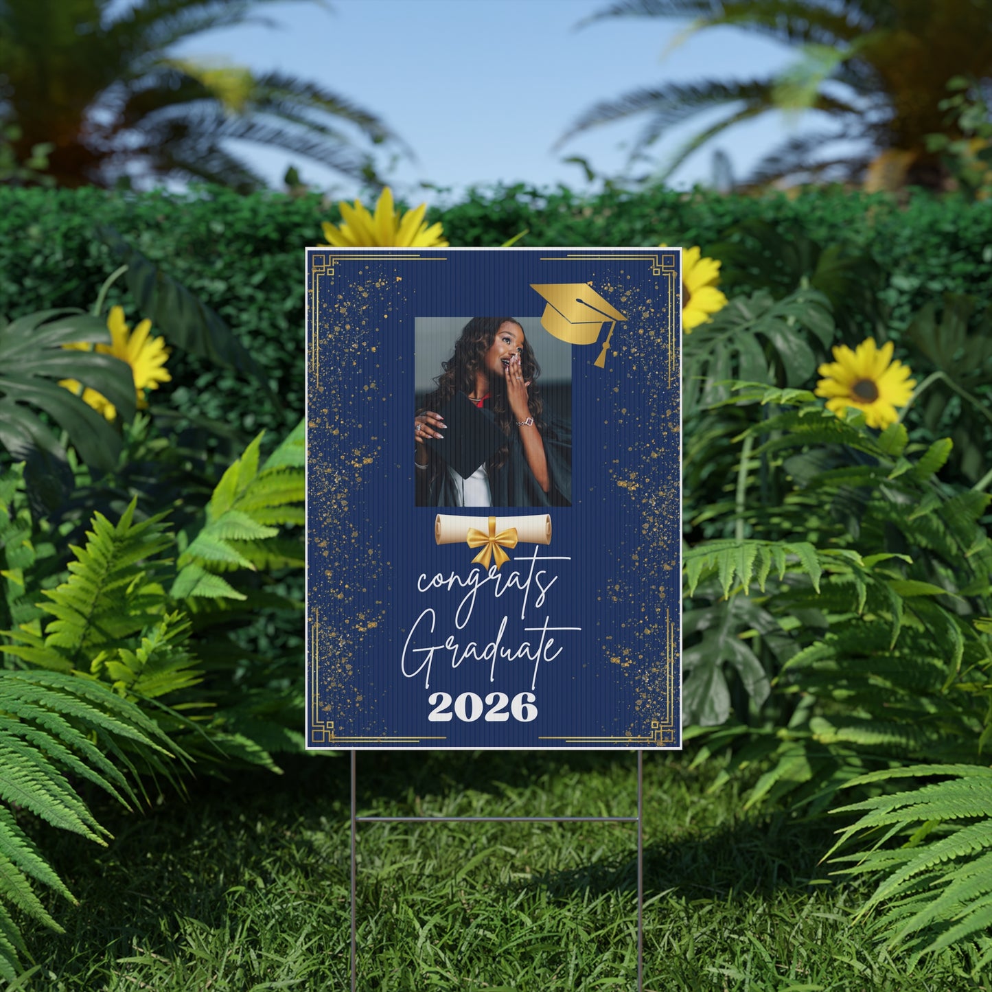 Personalized Graduation Yard Sign 2026 with Photo – Custom Congrats Graduate Plastic Yard Sign for High School or College Graduation Party Decor