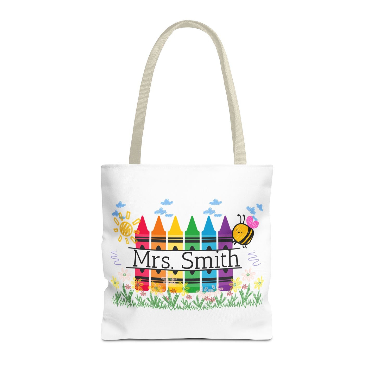 Personalized Crayon Tote Bag, Teacher Gift, Classroom Supplies, Eco-Friendly Bag, Custom Name Bag, Everyday Use
