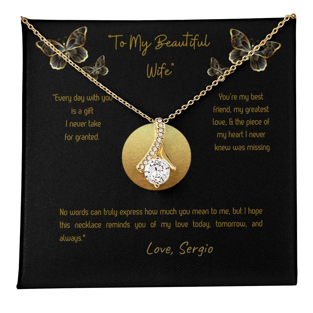 Alluring Beauty Necklace for Wife – Romantic Wife Gift in Yellow or White Gold Anniversary, Birthday, Valentine's Jewelry