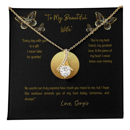 Alluring Beauty Necklace for Wife – Romantic Wife Gift in Yellow or White Gold Anniversary, Birthday, Valentine's Jewelry