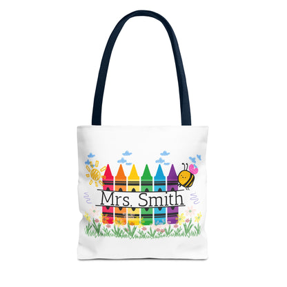 Personalized Crayon Tote Bag, Teacher Gift, Classroom Supplies, Eco-Friendly Bag, Custom Name Bag, Everyday Use