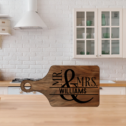 Personalized Wooden Cutting Board for Newlyweds, Kitchen Decor, Wedding Gift Idea, Engraved Serving Platter, Unique Kitchen Accessory