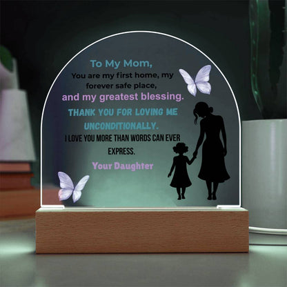 Acrylic Dome Plaque Gift for Mom from Daughter – Personalized Clear Keepsake, Heartfelt Message Plaque, Mother’s Day, Birthday, or Special Occasion Gift for Mom