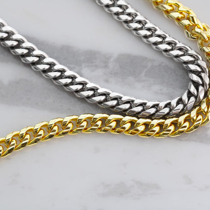 Cuban Link Father’s Day Cuban Link Chain Necklace Gift for Dad, Men’s Stainless Steel Chain in Luxury Gift Box, Husband Father Grandpa Jewelry Gift for Himk Chain w/ Lux Box
