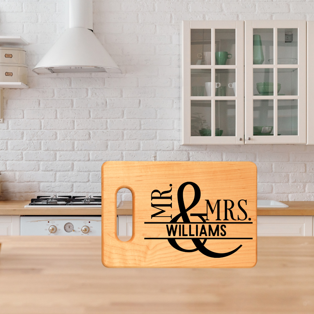 Personalized Wooden Cutting Board for Newlyweds, Kitchen Decor, Wedding Gift Idea, Engraved Serving Platter, Unique Kitchen Accessory