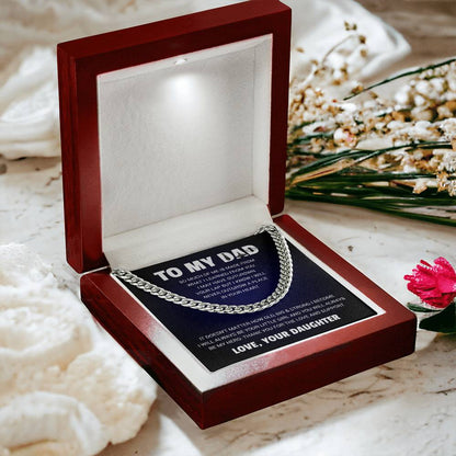 Cuban Link Father’s Day Cuban Link Chain Necklace Gift for Dad, Men’s Stainless Steel Chain in Luxury Gift Box, Husband Father Grandpa Jewelry Gift for Himk Chain w/ Lux Box