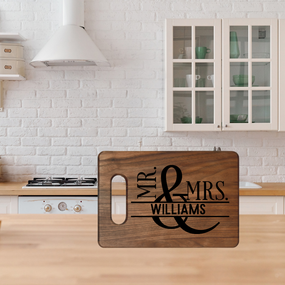 Personalized Wooden Cutting Board for Newlyweds, Kitchen Decor, Wedding Gift Idea, Engraved Serving Platter, Unique Kitchen Accessory