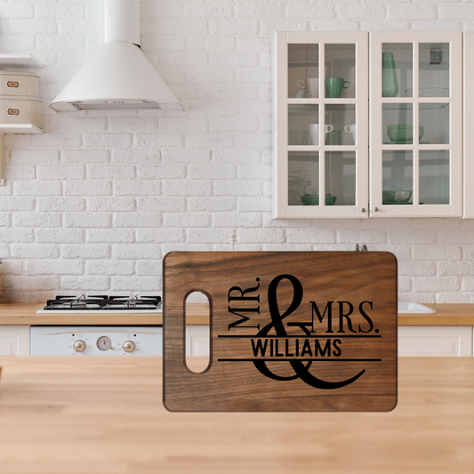 Personalized Wooden Cutting Board for Newlyweds, Kitchen Decor, Wedding Gift Idea, Engraved Serving Platter, Unique Kitchen Accessory