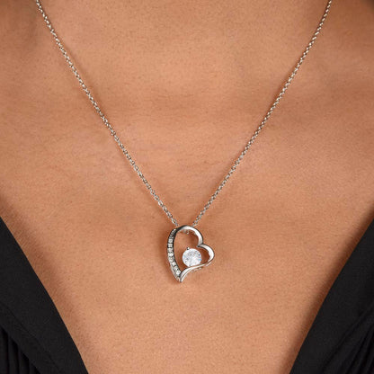 Forever Love Necklace (Rhodium) for Mother – Elegant Heart Pendant with Luxury Box, Sentimental Gift for Mom from Daughter or Son