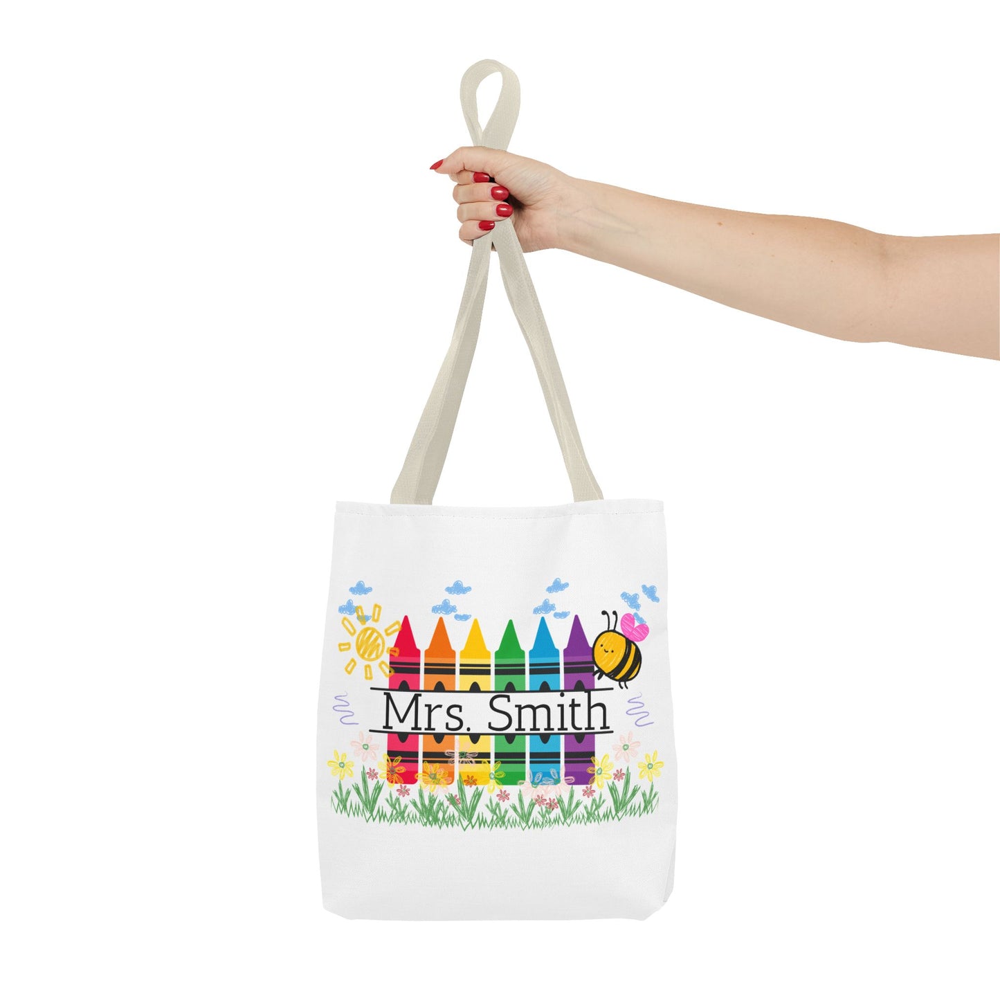 Personalized Crayon Tote Bag, Teacher Gift, Classroom Supplies, Eco-Friendly Bag, Custom Name Bag, Everyday Use