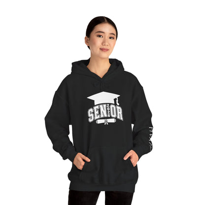 Graduate 2026 Minimal Classic Hoodie Sweatshirt with Custom Name on Sleeve – Personalized Graduation Gift Hoodie for Him or Her