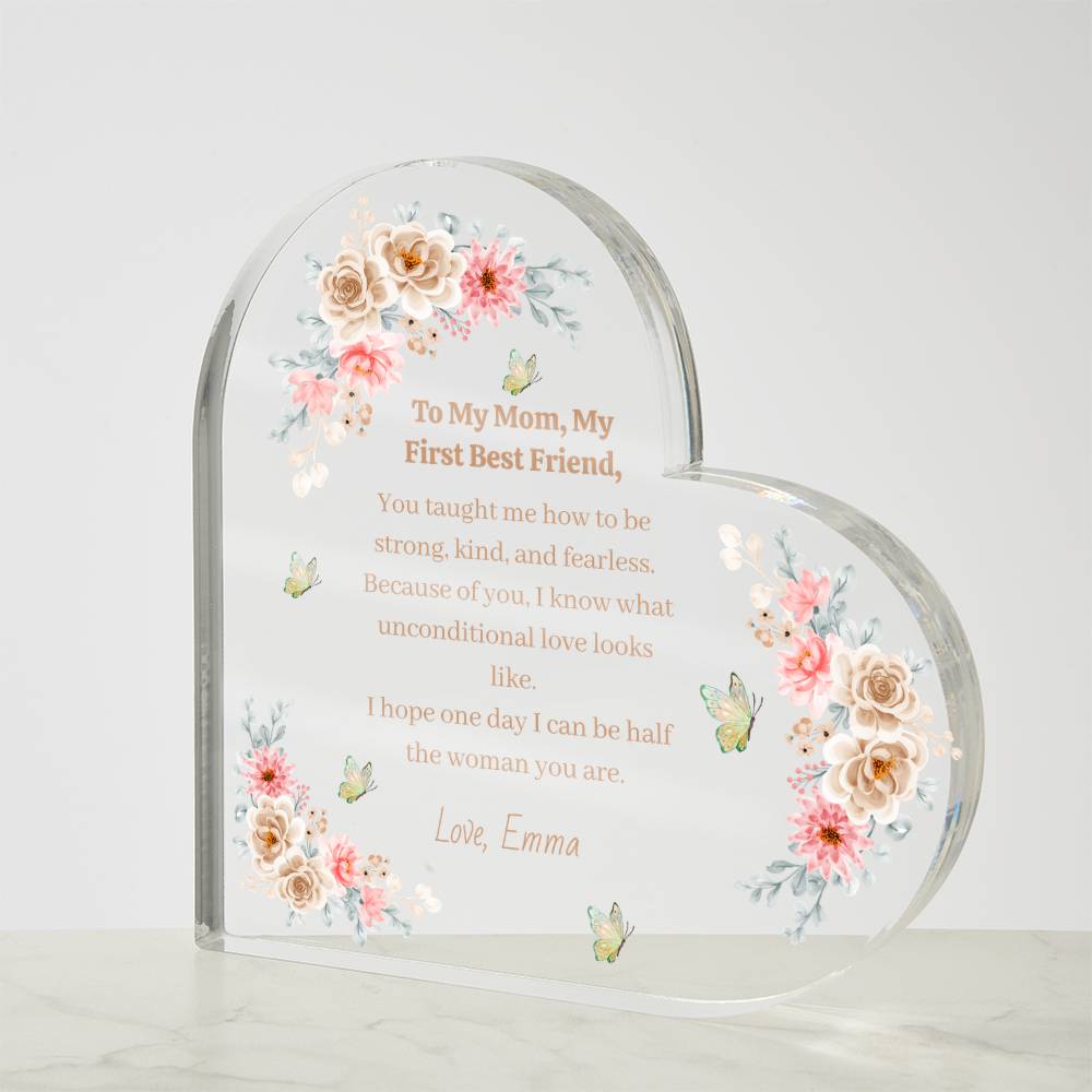 Daughter to Mom Acrylic Heart Block – Meaningful Gift for Mom, Mother’s Day or Birthday
