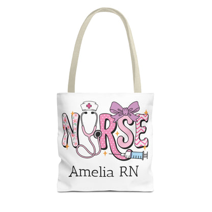 Preppy Nurse Tote Bag with Custom Name
