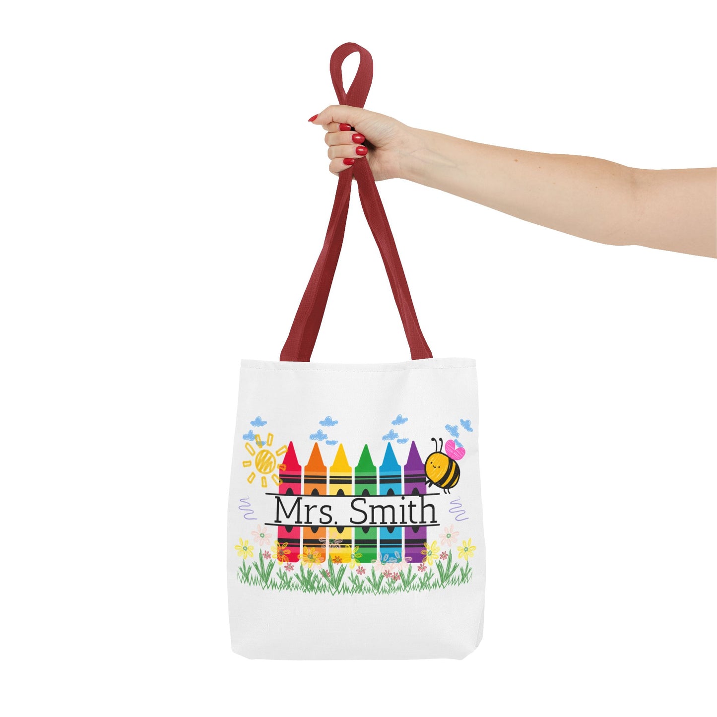Personalized Crayon Tote Bag, Teacher Gift, Classroom Supplies, Eco-Friendly Bag, Custom Name Bag, Everyday Use