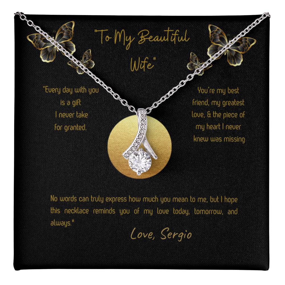 Alluring Beauty Necklace for Wife – Romantic Wife Gift in Yellow or White Gold Anniversary, Birthday, Valentine's Jewelry