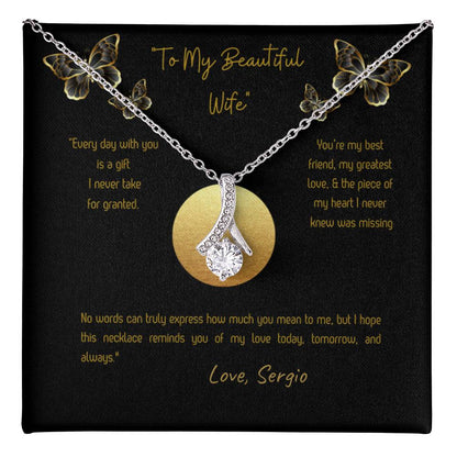 Alluring Beauty Necklace for Wife – Romantic Wife Gift in Yellow or White Gold Anniversary, Birthday, Valentine's Jewelry