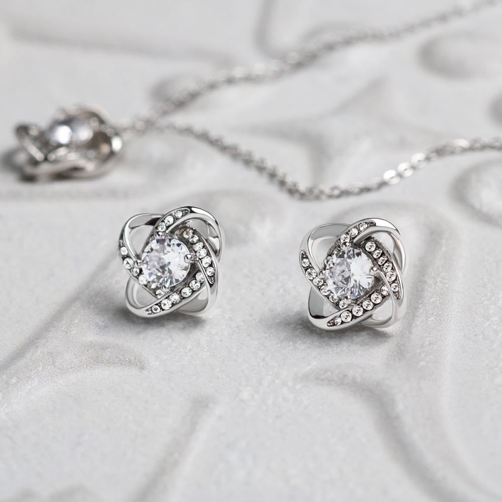 Love Knot Earring & Necklace Set-50th Birthday Custom Jewelry Box for Her