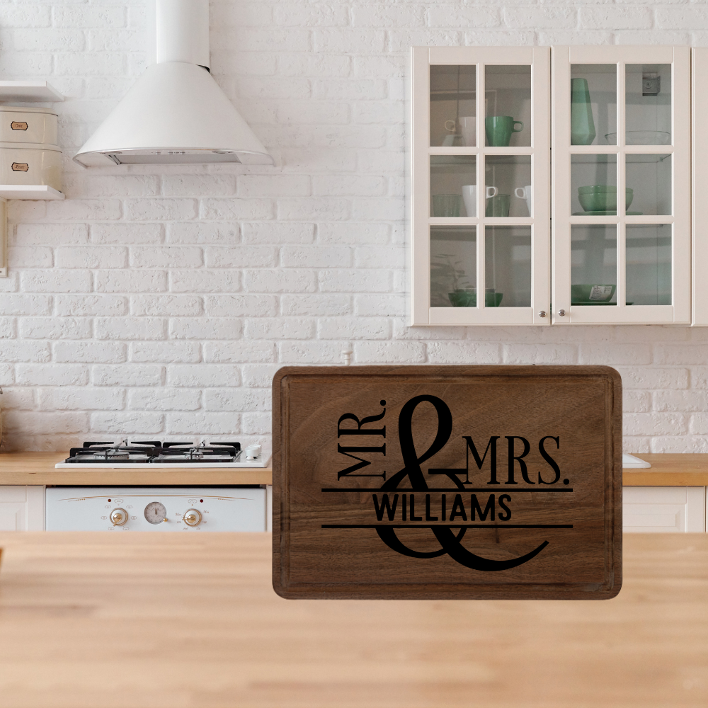 Personalized Wooden Cutting Board for Newlyweds, Kitchen Decor, Wedding Gift Idea, Engraved Serving Platter, Unique Kitchen Accessory
