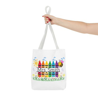 Personalized Crayon Tote Bag, Teacher Gift, Classroom Supplies, Eco-Friendly Bag, Custom Name Bag, Everyday Use