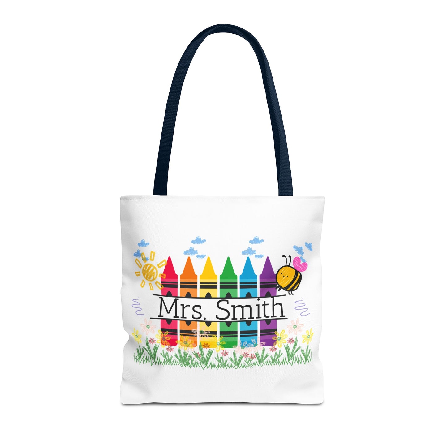Personalized Crayon Tote Bag, Teacher Gift, Classroom Supplies, Eco-Friendly Bag, Custom Name Bag, Everyday Use