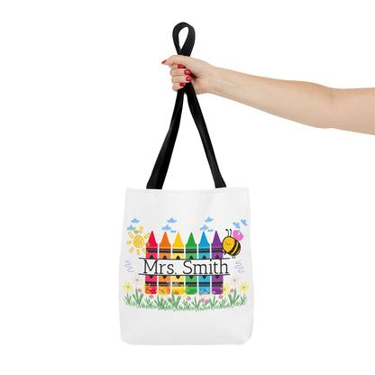 Personalized Crayon Tote Bag, Teacher Gift, Classroom Supplies, Eco-Friendly Bag, Custom Name Bag, Everyday Use