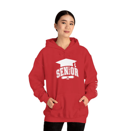 Graduate 2026 Minimal Classic Hoodie Sweatshirt with Custom Name on Sleeve – Personalized Graduation Gift Hoodie for Him or Her