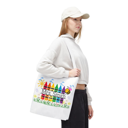 Personalized Crayon Tote Bag, Teacher Gift, Classroom Supplies, Eco-Friendly Bag, Custom Name Bag, Everyday Use