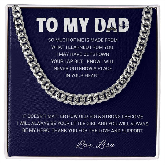 Cuban Link Chain w/ Gold| Dad birthday gift | Fathers Day Gift | Custom dads gift Jewelry box | Personalized dad gift | Custom dad gift