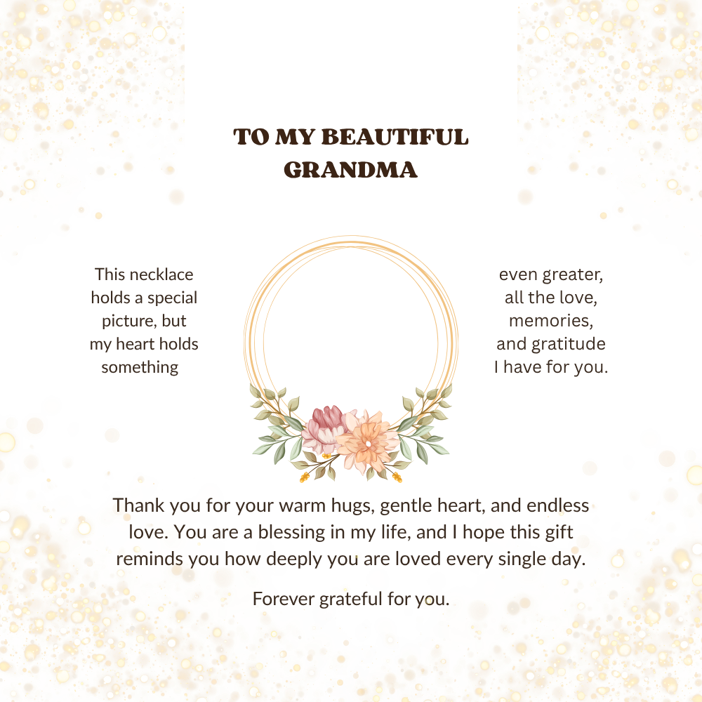 To My Grandma Personalized Photo Circle Necklace – Custom Picture Gift for Grandma