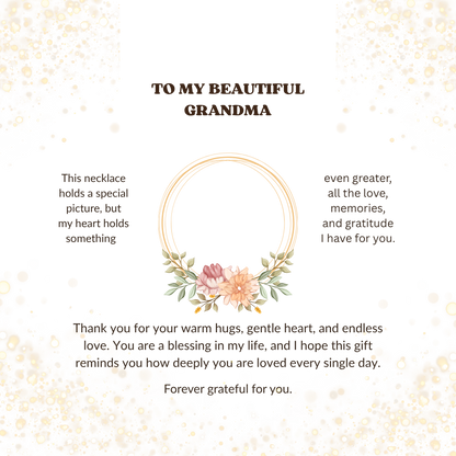To My Grandma Personalized Photo Circle Necklace – Custom Picture Gift for Grandma