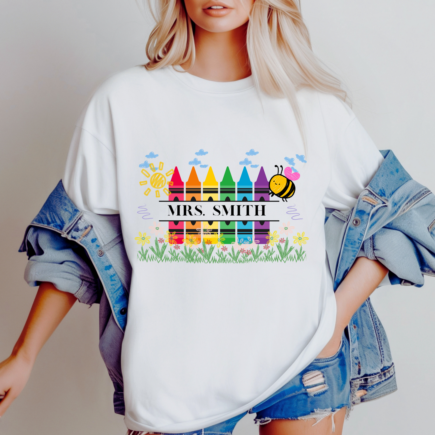 Custom teacher Crayon T-shirt, Teacher's Custom gift