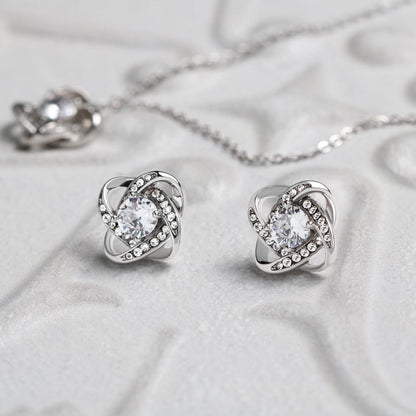 Love Knot Earring & Necklace Set-50th Birthday Custom Jewelry Box for Her
