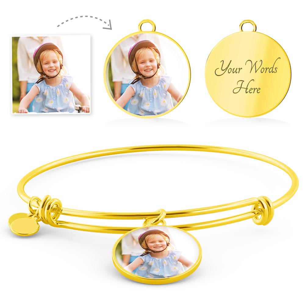“Custom Photo Bracelet with Engraving – Personalized Picture Jewelry Gift for Sister”