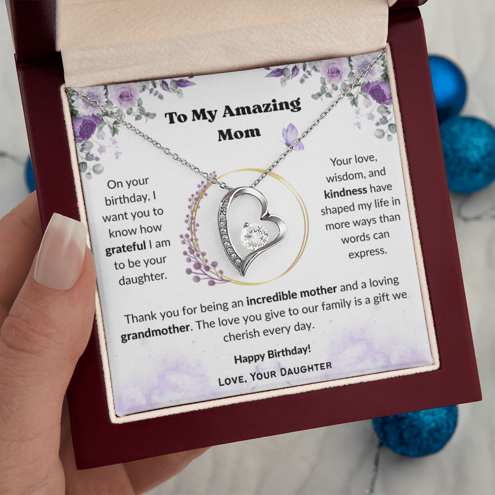 To My Amazing Mom, Gift for Grandma – Forever Love Necklace, Gift Set