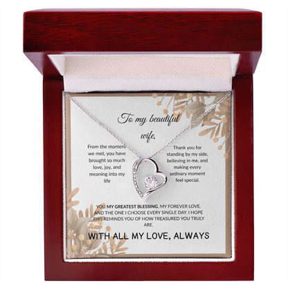 To My Beautiful Wife- From Husband-Forever Love Necklace Gift Set