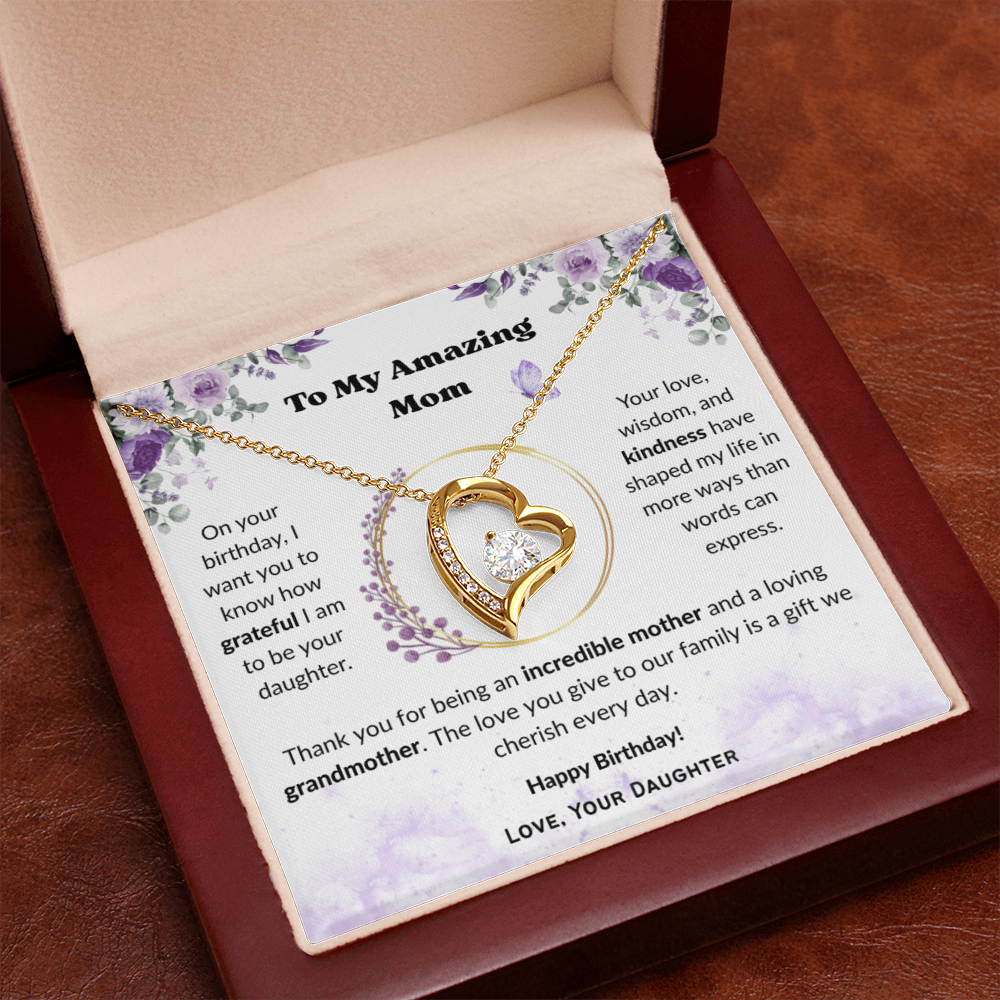 To My Amazing Mom, Gift for Grandma – Forever Love Necklace, Gift Set